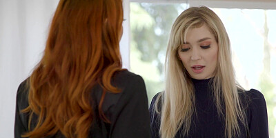 Redhead boss Kendra James and young Mackenzie Moss lick each other's pussies