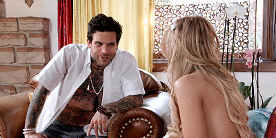 Magnificent blonde babe Kayla Kayden fucked good by a tattooed hunk