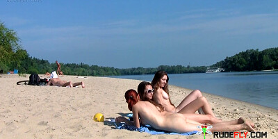 Naughty young nudist chicks caught on voyeur cam