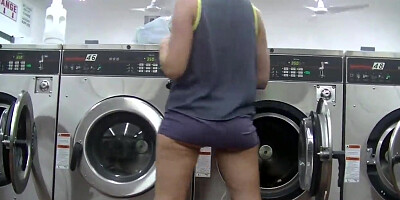 Helena Price Public Laundry Upskirt Showing Taunt! Exhibitionist COUGAR Vs School Spycam at the laundry! (Part1)