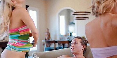 Ashley Fires, Aiden Ashley And Jay Romero - Hot Blondes In Group Sex Enjoy One Cock