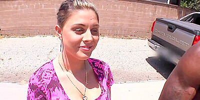 Nella Jay flashes her sexy big tits outdoors