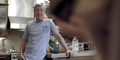 Guy rims teen babysitter in the kitchen