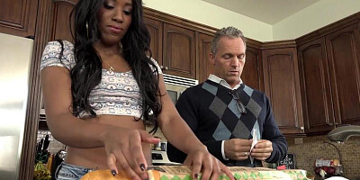 Ultra-Kinky black COUGAR daughter-in-law railing step-fathers thick man meat after gullet smashing (Ashley Rosy)