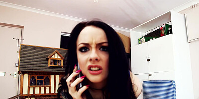 Tattooed brunette is making a porn video