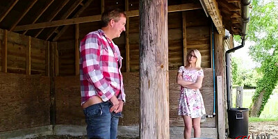 Puny light-haired stunner took off her floral sundress and got down and muddy with a neighbor