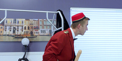 A blonde that has natural tits receives a big cock in her pussy