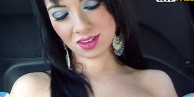Raven haired cutie sucks a big knob and gets rammed like a slut