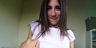 A hot euro girl is getting a dick shoved inside her mouth