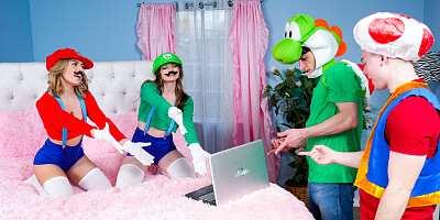 Two chicks are fucked by horny guys at this cosplay party