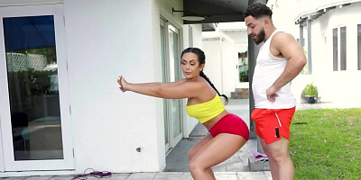 Workout ends for chick and her stocky trainer with ardent sex