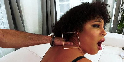 Interracial sex of the black girl in stockings and white lover