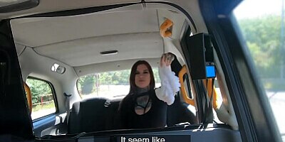 Fake Taxi Sabien Demonia in Fishnets gets fuck by a big cock with her big natural tits out