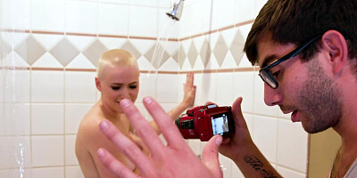 Bald chick, beautiful lady, and lucky guy in hot group sex