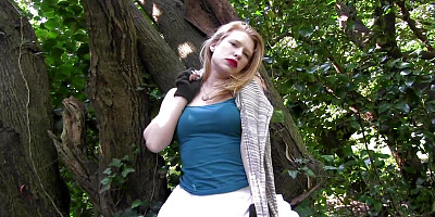 Madison Young, solo masturbation on the tree