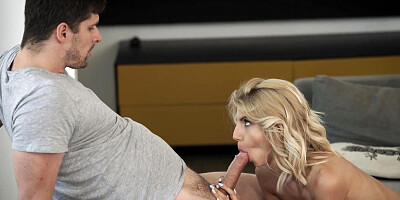 Young blonde Missy Luv gets a big dick and cum in her mouth