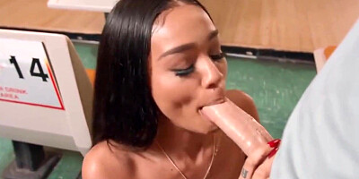 gorgeous ebony julie kay rides hard cock at bowling centre 2