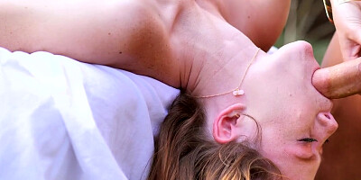 Ginger Mia Collins boning session on massage table