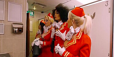 Mouthwatering Black Stewardess Bounces On A White Rod Wildly