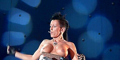 crazy fetish needle show on stage