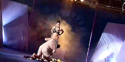 crazy fetish needle show on stage