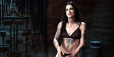 Tattooed pain slave ass flogged in [censored] restriction