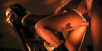 Eveline Dellai and Medusa take turns getting their tight holes drilled