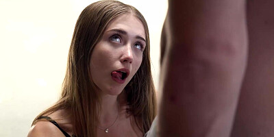 Slutty teen Audrey Hempburn taking hard wood deep in her vagina