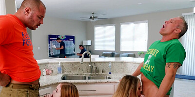 Anna Clair Clouds and Scarlet Skies getting fucked in the kitchen