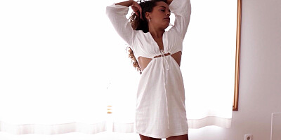 Petite black teen posing in hot clothes