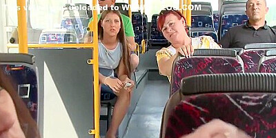 Gagged Brunette Fucked In Public Bus