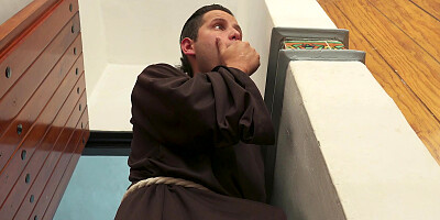 Sexy nun gets caught fingering her asshole