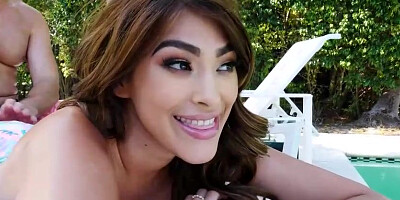 Molten bathing suit model, Stephanie asked a super-sexy man for a rubdown and finished up getting pummeled