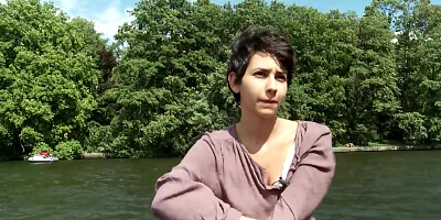 Adorable Anais Plays With Her Hairy Pussy in the Middle of a Lake