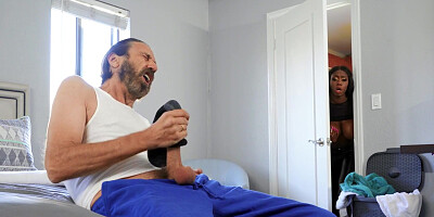 Busty babe Ebony Mystique is obsessed with cum