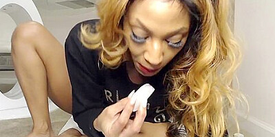 Ebony Lilith Creams All Over Her Big Black Dildo