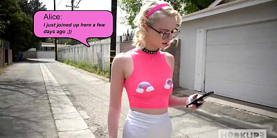 Blonde Alice Pink gets her asshole stretched by random guy