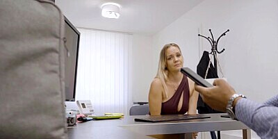 LOAN4K. Lender fucks hottie and sweet boobs and blue eyes at the workplace