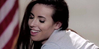 Chick can't resist females undressing and licking her