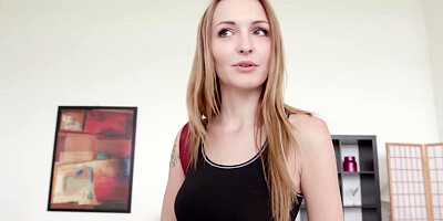 A bimbo with a nice rack loses her top and gets fucked