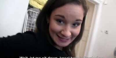 Good money encourage attractive girl to give blowjob on camera