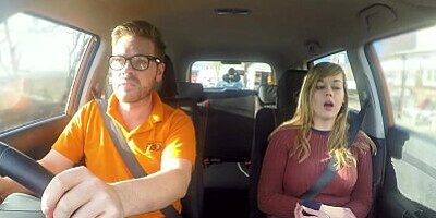 Fake Driving School 34F Boobs Bouncing in driving lesson