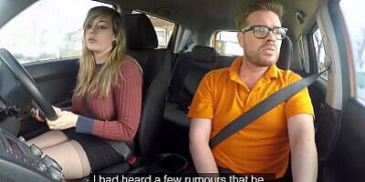 Fake Driving School 34F Boobs Bouncing in driving lesson