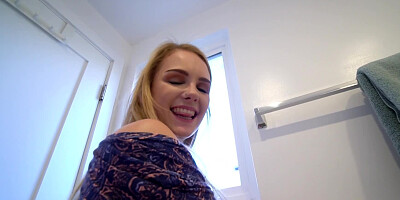 Erotic girlfriends play with pecker of stepbrother behind camera