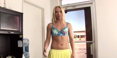Lovely blonde Alyssa Branch strokes and sucks cock