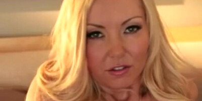 Horny blonde babe strips down and finger-fucks pussy to orgasm