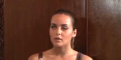 Big Tits Babysitter Gags on a Hard Cock