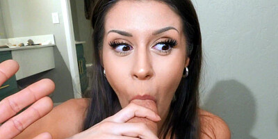 Kaitlyn Katsaros and Catalina Ossa suck cock and lick balls