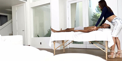 Stepmom Isis Love gets carried away while massaging her stepson and decides to have sex with him