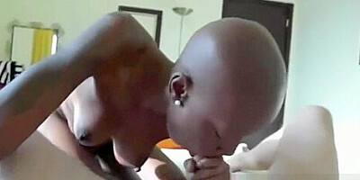 Bald black babe ENNOXXxx loves blowjob and pussy creampie